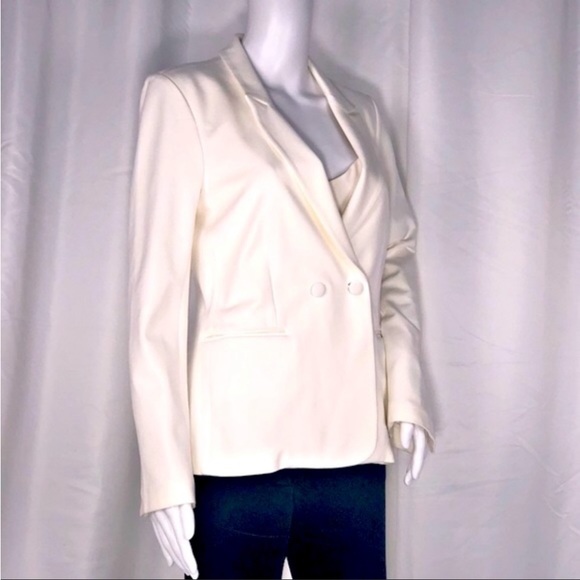 L’Agence Cream Double Breasted & 2 Button Blazer Jacket Split Back & Sleeves SzM - Picture 10 of 13